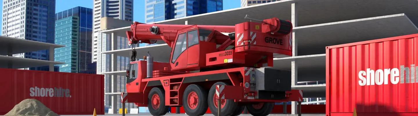 Crane truck back propping illustration