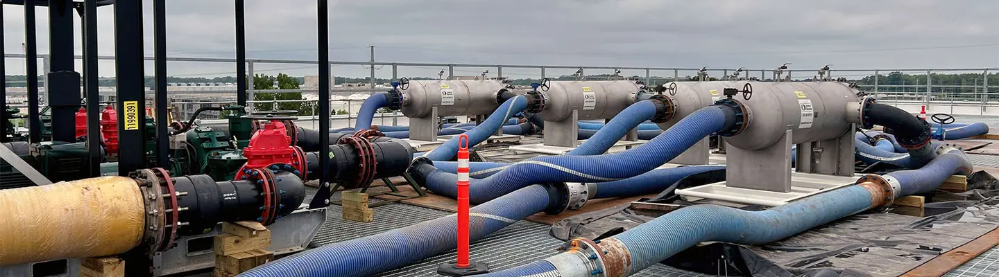 Flushing system on a rooftop
