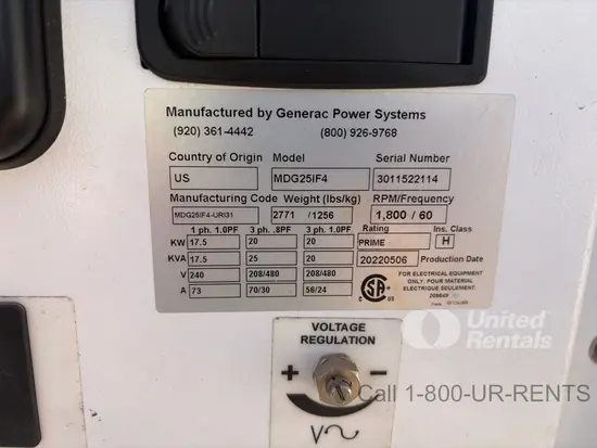 2022 Generac MDG25IF4 Diesel Generator