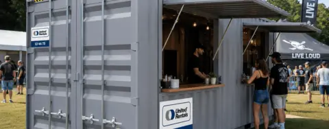 20ft event kiosk container with serving window and awning