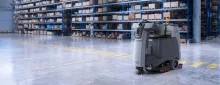 floor scrubber in warehouse
