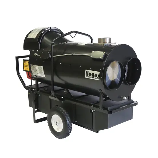 Black FLAGRO Indirect Heater, 400,000 BTU/h, Diesel Powered