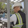 Worker on forklift